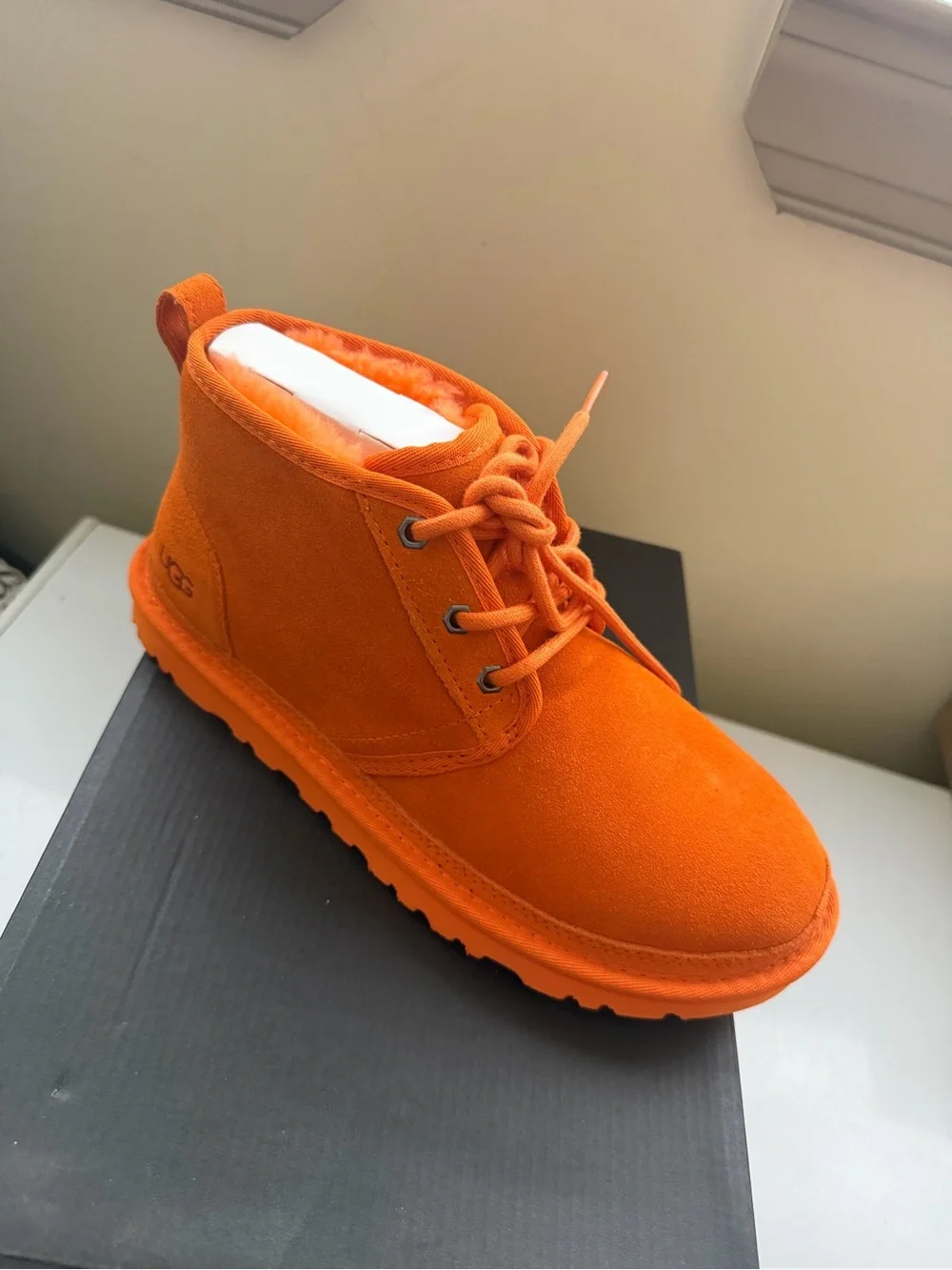 UGG Bright Orange Suede Lace-Up Boot